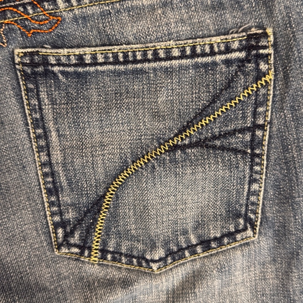 Vintage Y2K Old Navy Ultra Low Rise Bootcut Embroidered Jeans All Cotton Blue 10 - Picture 12 of 16